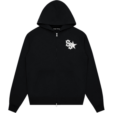 Black cropped zip hoodie