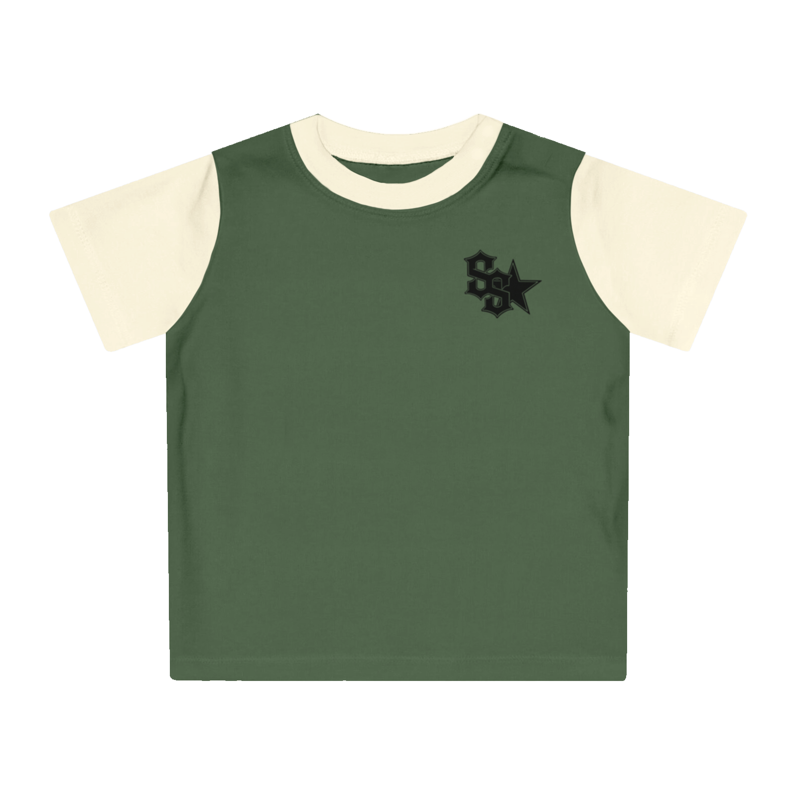 Women's olive and cream Baby Tee