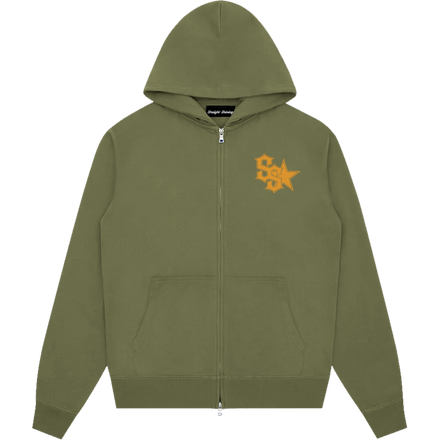 Washed green Cropped Zip hoodie